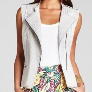 BCBGMaxAzria Striped Moto Vest
